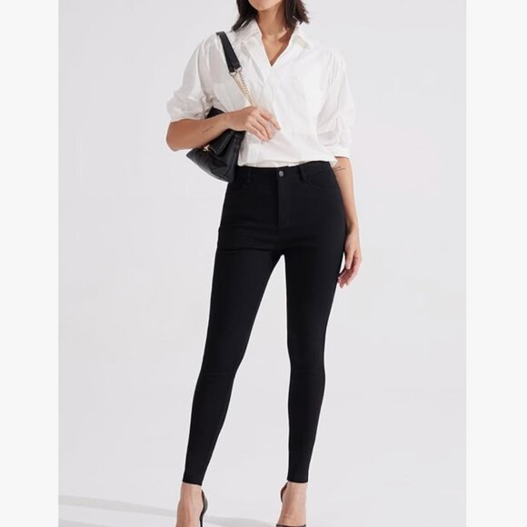 LIBIN Women's Stretch Work Pants Skinny-Leg Slacks Slim Fit Golf UPF 50+ Black - Picture 1 of 10